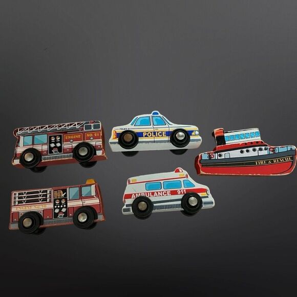 22 Vintage Melissa & Doug Wooden Vehicles Rescue Construction Race Cars - Picture 2 of 7
